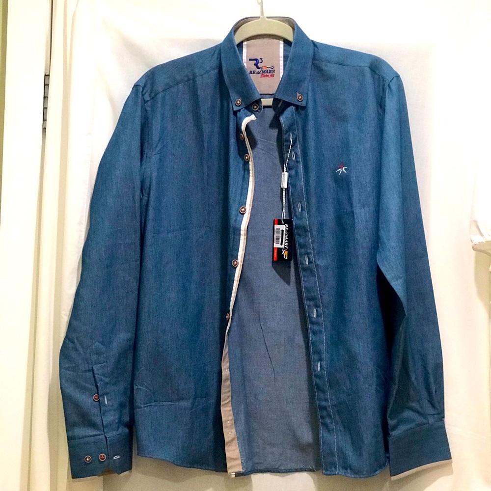 Men’s Slim Fit “Re del Mare” Denim Shirt